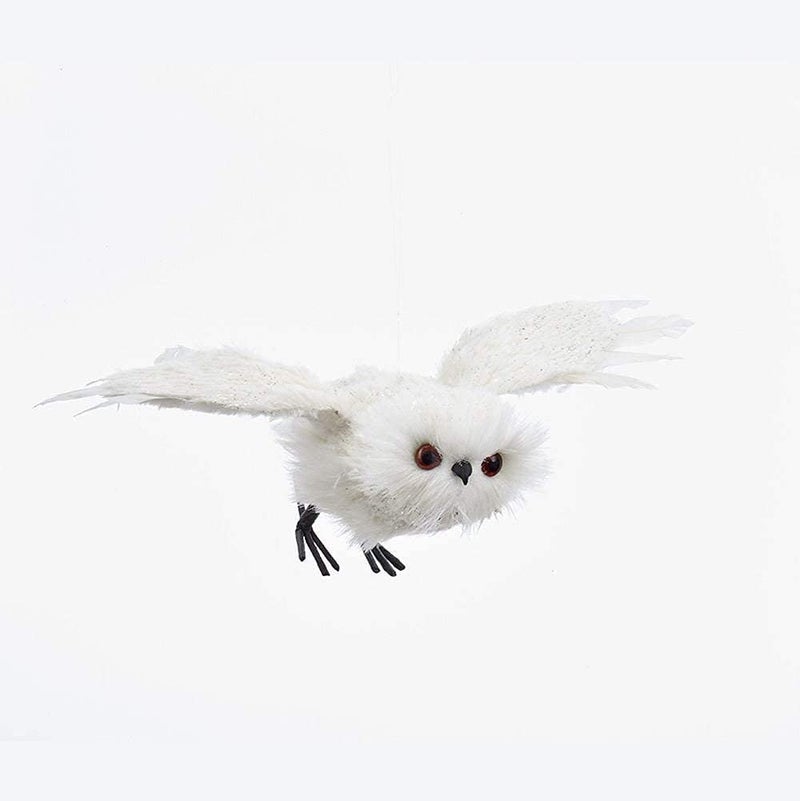 Kurt Adler Plush White Flying Owl Ornament - Image 1